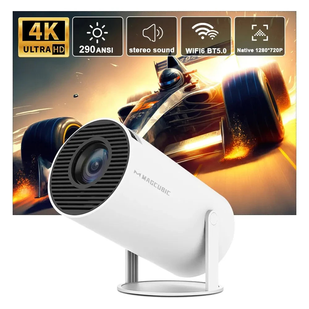 Revolutionize Your Home Cinema Experience with the HY300 Pro 4K Android Projector - Dual WiFi6, Bluetooth 5.0, 290 ANSI Lumens, and More!